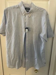 Chaps XL Light Blue Linen Cotton Short Sleeve Button Down Shirt NWT Nice ๐ - Picture 1 of 7
