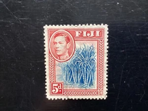 Fidschi 1938 GVI 5d blau und scharlachrot ""Blauer Stock"" SG258 VFU (C244) - Bild 1 von 2