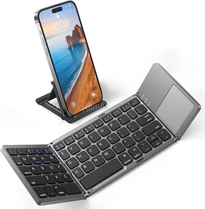 Mini Folding Wireless Bluetooth Keyboard With Touchpad for Laptop Phone iPad - Picture 1 of 14