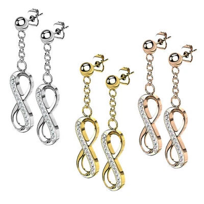 1 Paar Ohrringe Damen Ohrhänger Edelstahl Unendlichkeit Symbol mit Kristallen - Bild 1 von 2