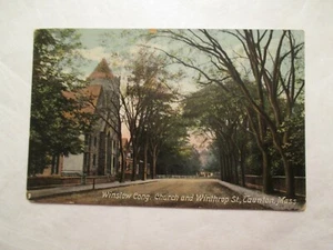 Taunton Massachusetts Postcard Winslow Cong Church Winthrop Street MA - Picture 1 of 2