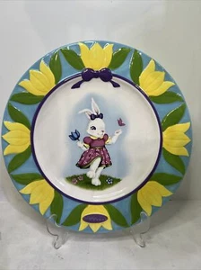 Christopher Radko Pascua Amarillo Tulipanes Conejito Celebraciones Dolomita Plato 12” - Imagen 1 de 7