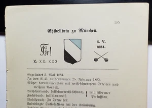 Turnerschaft Ghibellinia zu München - um 1914 / Seite mit Farbschild Studentika - Bild 1 von 1