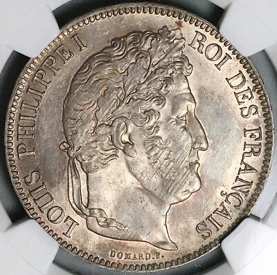 1834-W NGC MS 62 France 5 Francs Louis Philippe I Lille Silver Coin (23102701C) - Image 1 of 4