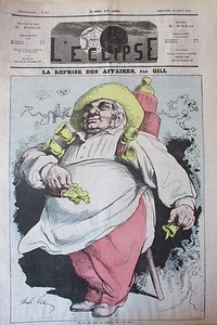 REPRISE DES AFFAIRES CARICATURE GILL JOURNAL SATIRIQUE L'ECLIPSE N° 252 de 1873 - Imagen 1 de 1