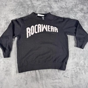 Vintage Y2K 2000's Rocawear XL Black Sweatshirt Spellout Logo Hip Hop Streetwear - Picture 1 of 9
