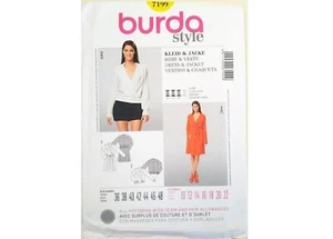 UNCUT Burda Style 7199 Trench Coat Belted Dress & Biker Style Jacket UK 10-22 - Picture 1 of 4