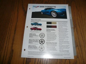 2008 Chevy Corvette Product Portfolio Pages Facts - Vintage - Dealer Only Item - Picture 1 of 7