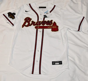 New! Nike 2021 World Series Champions Gold Jersey Atlanta Braves Ozzie Albies M - Picture 1 of 20
