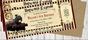 2 Large Hogwarts Express Harry Potter Personalised Train Ticket Invitations - Picture 1 of 1