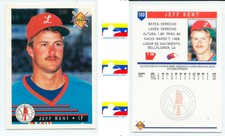 1993  Venezuelan Baseball Card JEFF KENT  # 160 BEST QUALITY AVAILABLE !
