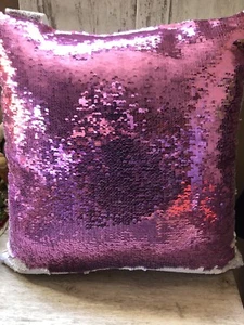 Nwt Double Sided Versatile Pink/White Sequin Pillow Bedroom Or Living Room - Picture 1 of 7