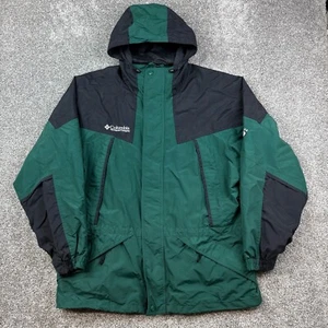 Vintage Columbia Tectonite Jacke Herren Medium grün schwarz durchgehender Reißverschluss hergestellt in den USA - Bild 1 von 8