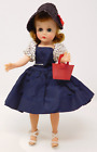 1957 Madame Alexander 10" Cissette Doll #916 Navy & Polka dot Dress, Hat & Shoes