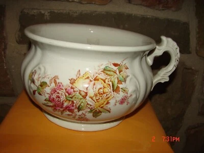 Antique Chamber Potty w/ Floral Pattern Holiday Decoration & MORE - Image 1 of 4