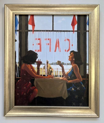Jack Vettriano - Cafe Days Enmarcado Lona Efecto Pintura Estampado 51cm x 43cm Foto 1 de 4