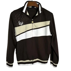 BILLABONG Surf Herren braun hellbraun weiß Jacke durchgehender Reißverschluss Track gestreift Large - Bild 1 von 15