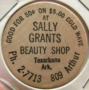 De colección Sally Grants Beauty Shop Texarkana, níquel de madera AR - ficha Arkansas - Imagen 1 de 2