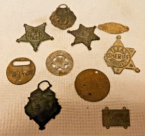 Vintage Konvolut 10 antike Vintage Sheriff Sterne & Metalle/Medaillons Konvolut - Bild 1 von 7