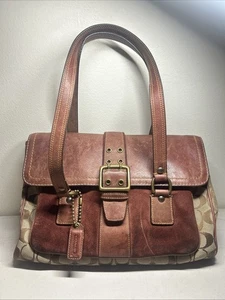 Coach Signature Special Edition 2004 Burgundy Suede Leather 7065 Satchel Purse - Bild 1 von 10