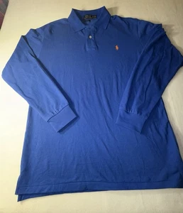 Polo Ralph Lauren Polo Shirt Mens Blue XL Long Sleeve Logo Blue Collared - Picture 1 of 9