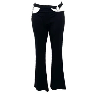 Póster Niña Muñecas Matar Pantalones Talla XS Aro Cadena Recortada Caderas Negro Acampanado Pierna - Imagen 1 de 14