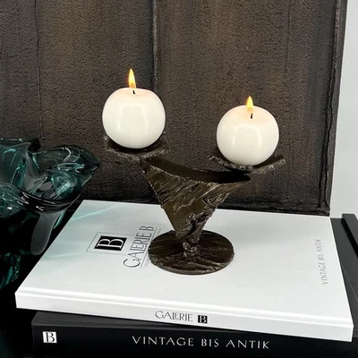 Vintage Metall Kerzenhalter • Brutalist Brutalismus • Kerzenständer Mid Century - Bild 1 von 4