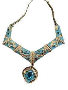 Disney Store LONDON Princess Jasmine Aladdin Necklace Blue Gold - Picture 1 of 5