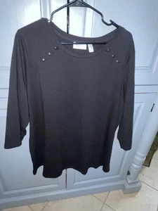 Denim & Co Active Women’s Size 2X Black 3/4 Sleeve Top - Picture 1 of 4