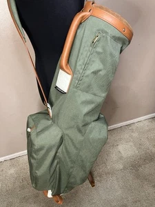 CAMINO golf sunday carry bag vintage Green & Brown Leather Trim Suede Strap - Picture 1 of 15