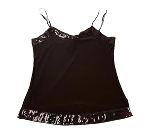 J.t.b Sequined Cami Women’s Large Trim/Hem Sequined Tank Top Boho Fairy Brown - Picture 1 of 9