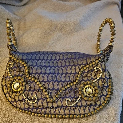  Cato Potli Handbag Brown Embellished Beads Rhinestones  - Image 1 of 4