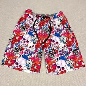 Hreski Board Shorts Mens 36 Skull Butterfly Art Mesh Lined Swim Trunks Beach - Picture 1 of 9