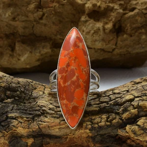 Nice Orange Copper Turquoise Gemstone 925 Sterling Silver Handmade Ring All Size - Picture 1 of 3