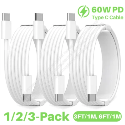 60W Type C to Type C Fast Charger USB-C Cord PD Cable For Samsung iPhone 15 Pro - image 1 of 4