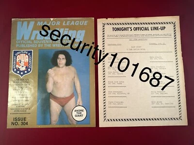 AWA Major League Wrestling Program #304 Andre The Giant Hulk Hogan W/ Match Card - Image 1 of 4