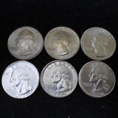 Lot of (6) 1981-1998 25C Washington Quarter Struck Off Center Mint Error AU-UNC - Image 1 of 4