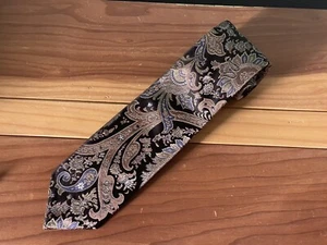 Handmade XMI Platinum Black / Gold Men's Tie 100% Heavy Silk 59” - Picture 1 of 5