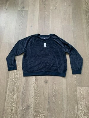 NWT Gap Velour Crewneck Sweatshirt XXL navy - Image 1 of 4