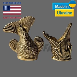 Bronze Knife SET FISH PIKE Pommel & Finger Guard Custom Handmade Rear Bolster - Picture 1 of 15