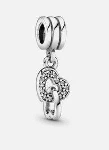 PANDORA® Charm 925 Silber Bead 791242CZ verschlungene verschränkte Herzen Neu - Bild 1 von 1