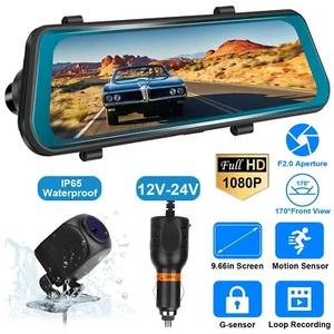 4.3"-10" 1080P Mirror Dash Cam Dual Lens Front Rear View Video Recorder Camera - Picture 1 of 26