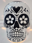 Lighted White & Black Skull Decor, Ceramic, Electric Light, Halloween
