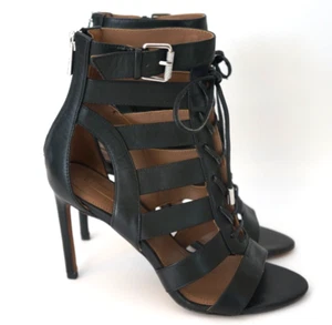 BCBG MaxAzira womens ebony black stiletto cage dress sandal pump shoe size 6.5 - Picture 1 of 16