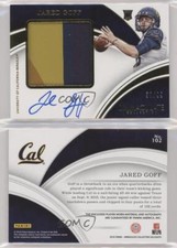2016 Immaculate Collegiate Premium /99 Jared Goff #102 RPA Rookie Patch Auto RC