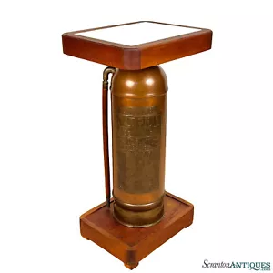 Antique Traditional Copper & Brass Fire Extinguisher Side Table - Picture 1 of 12