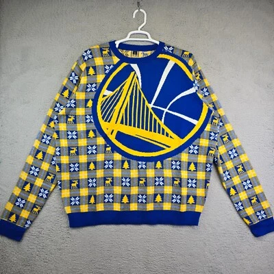 Мужской свитер Golden State Warriors Ugly Xmas 2XL вязаный клетчатый ретро большой логотип - Изображение 1 из 4