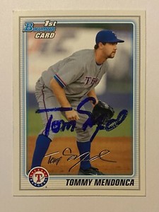 Tommy Mendonca Signed Bowman #BP29 2010 Card Texas Rangers Auto MLB RAD