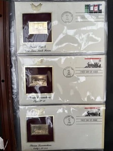 12 réplicas doradas. Placa de oro de 22 quilates de EE. UU. edición del primer día. Locomotora Segunda Guerra Mundial - Imagen 1 de 8