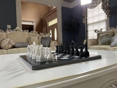 Juego de ajedrez vintage blanco y negro para hombre ponderado regalo del día del padre para papá Foto 1 de 4